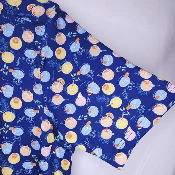 Johnston & Murphy Shirt Mens Large Cocktail Print Performance Button Down - Picture 4 of 11